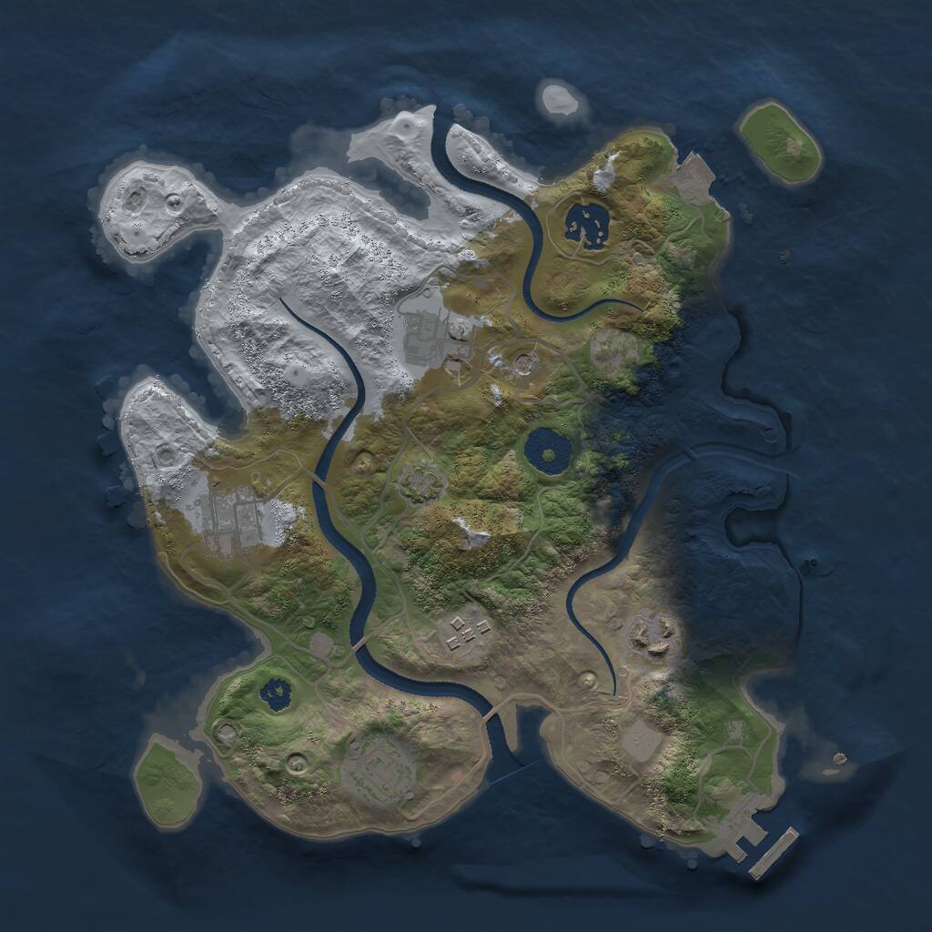 Rust Map: Procedural Map, Size: 3000, Seed: 17886, 10 Monuments