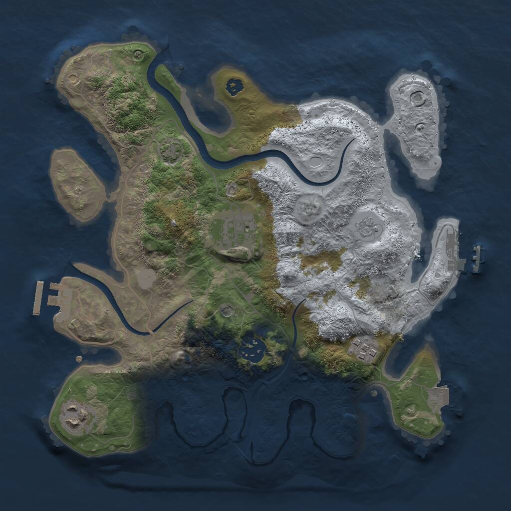 Rust Map: Procedural Map, Size: 3000, Seed: 347368, 10 Monuments