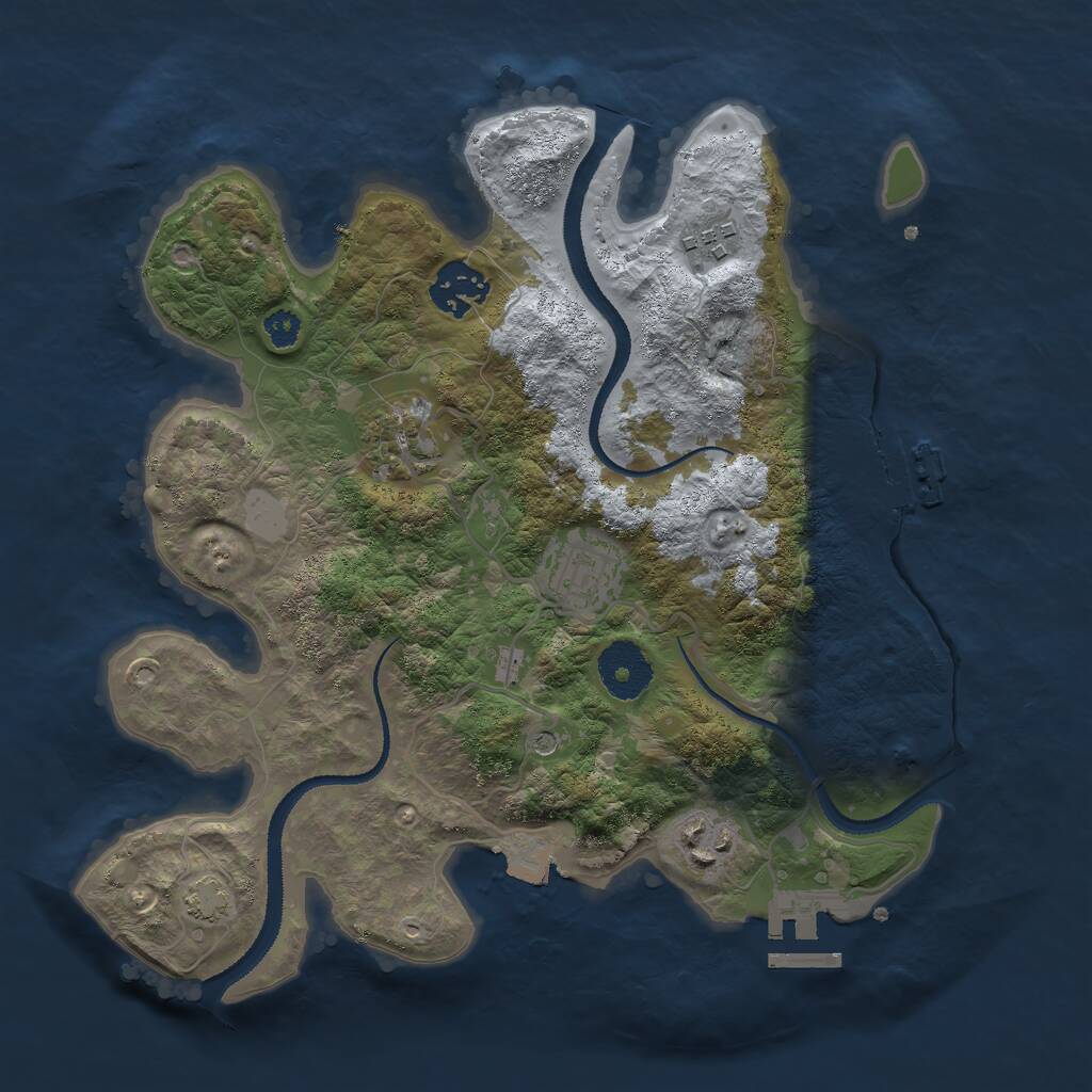 Rust Map: Procedural Map, Size: 3000, Seed: 14881, 10 Monuments
