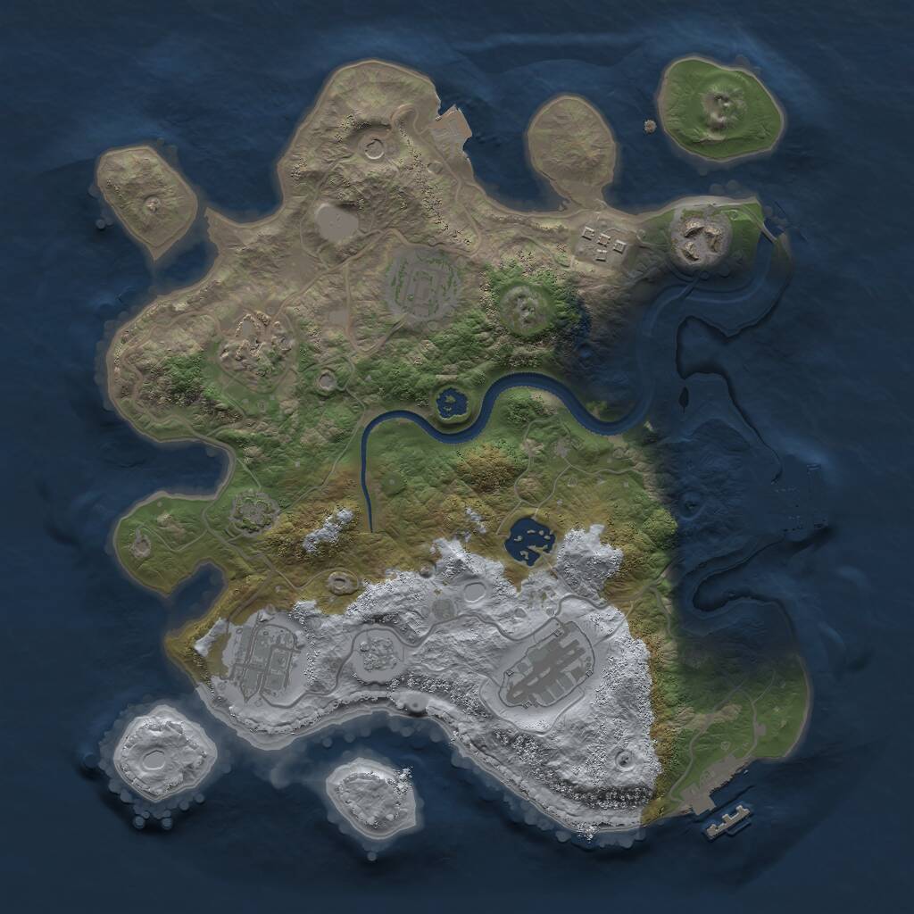 Rust Map: Procedural Map, Size: 3000, Seed: 3241, 13 Monuments