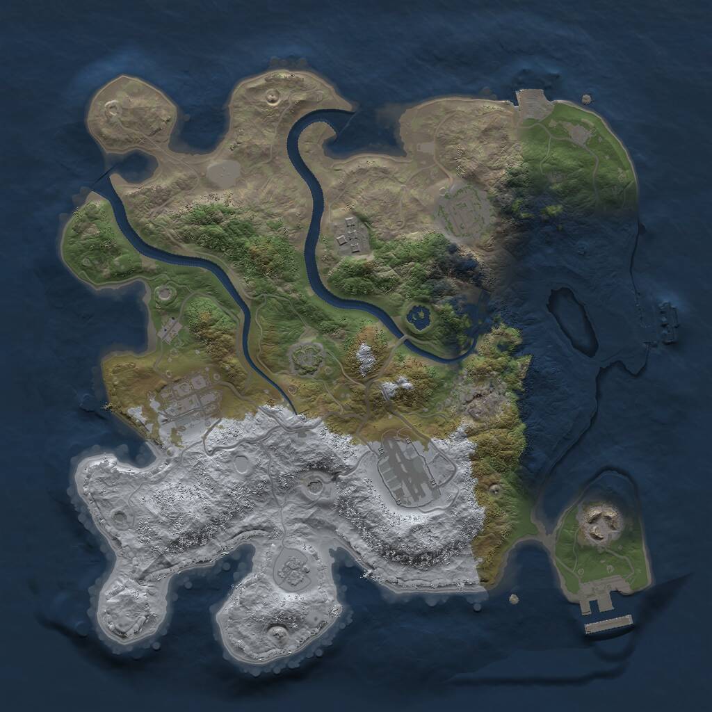 Rust Map: Procedural Map, Size: 3000, Seed: 18416, 11 Monuments