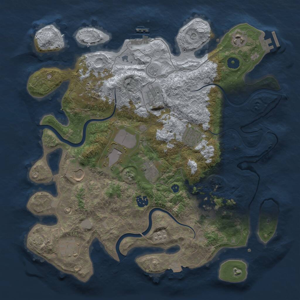 Rust Map: Procedural Map, Size: 3750, Seed: 947109066, 17 Monuments