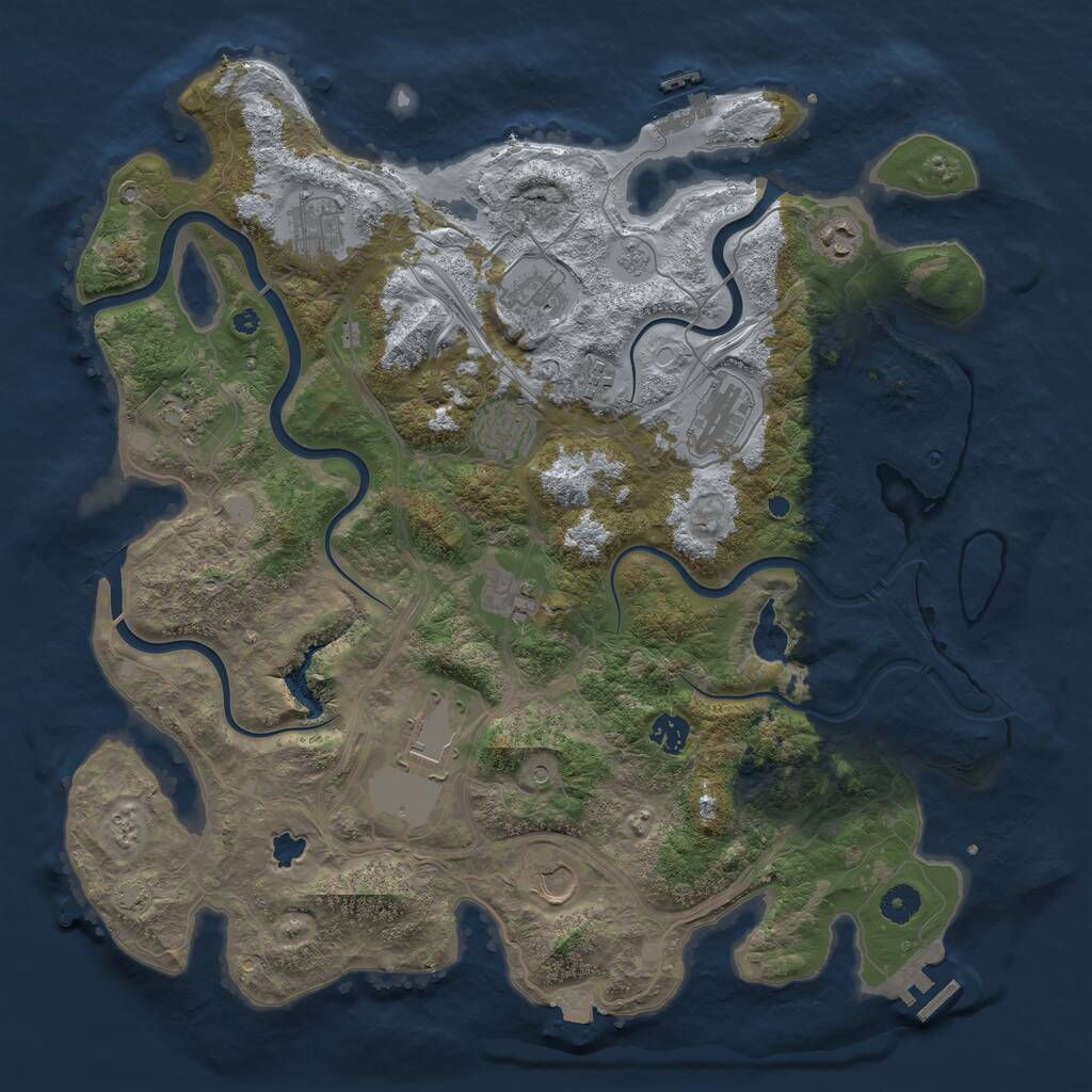Rust Map: Procedural Map, Size: 4250, Seed: 1215866307, 17 Monuments