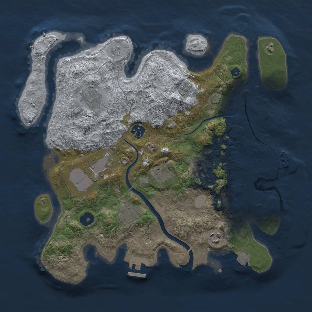 Rust Map: Procedural Map, Size: 3500, Seed: 376040926, 13 Monuments