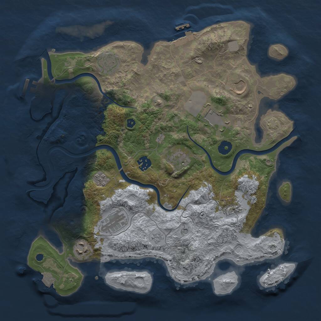 Rust Map: Procedural Map, Size: 3500, Seed: 242999522, 15 Monuments