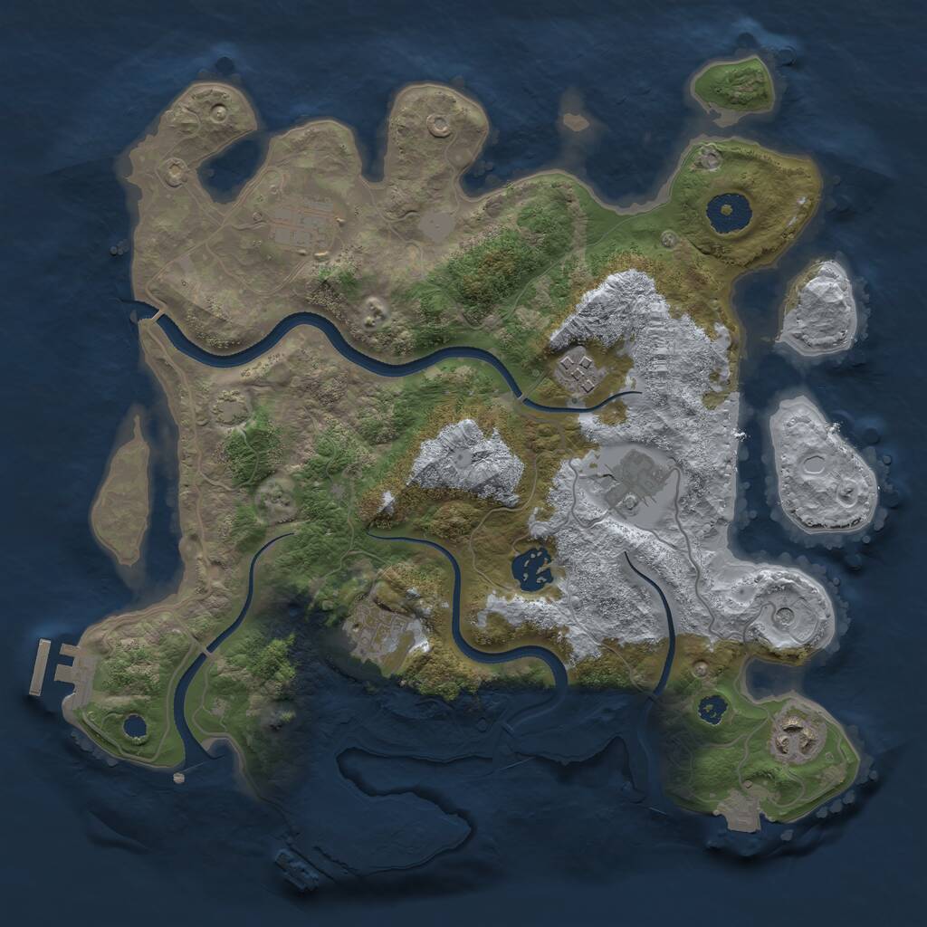 Rust Map: Procedural Map, Size: 3300, Seed: 1954723119, 11 Monuments