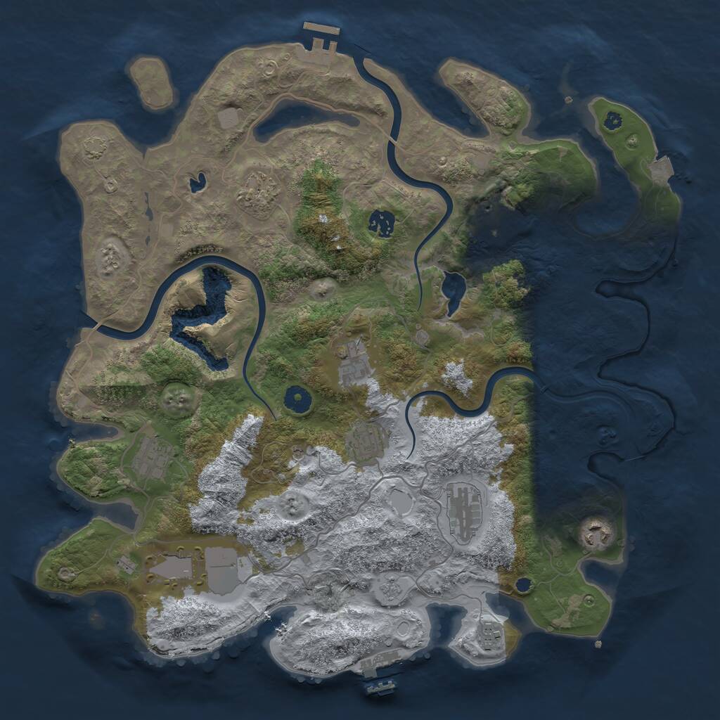 Rust Map: Procedural Map, Size: 4000, Seed: 1204531773, 16 Monuments