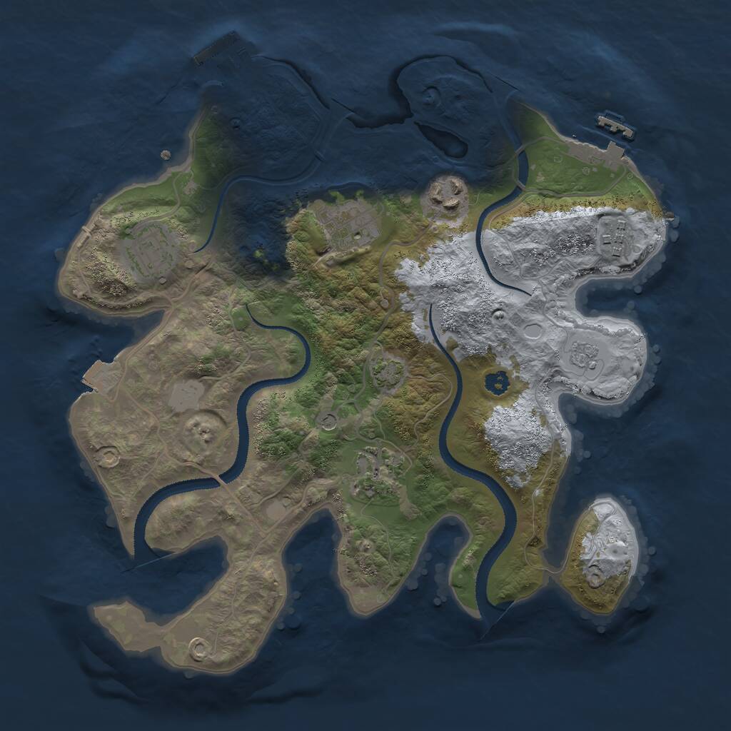 Rust Map: Procedural Map, Size: 3000, Seed: 1017593891, 11 Monuments