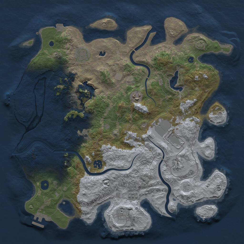 Rust Map: Procedural Map, Size: 4000, Seed: 170964365, 14 Monuments