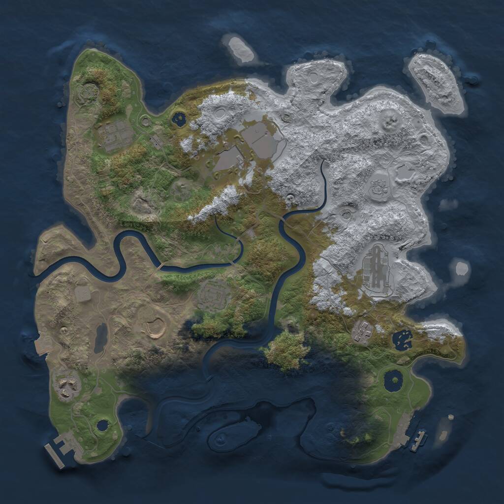 Rust Map: Procedural Map, Size: 3600, Seed: 1446431755, 14 Monuments