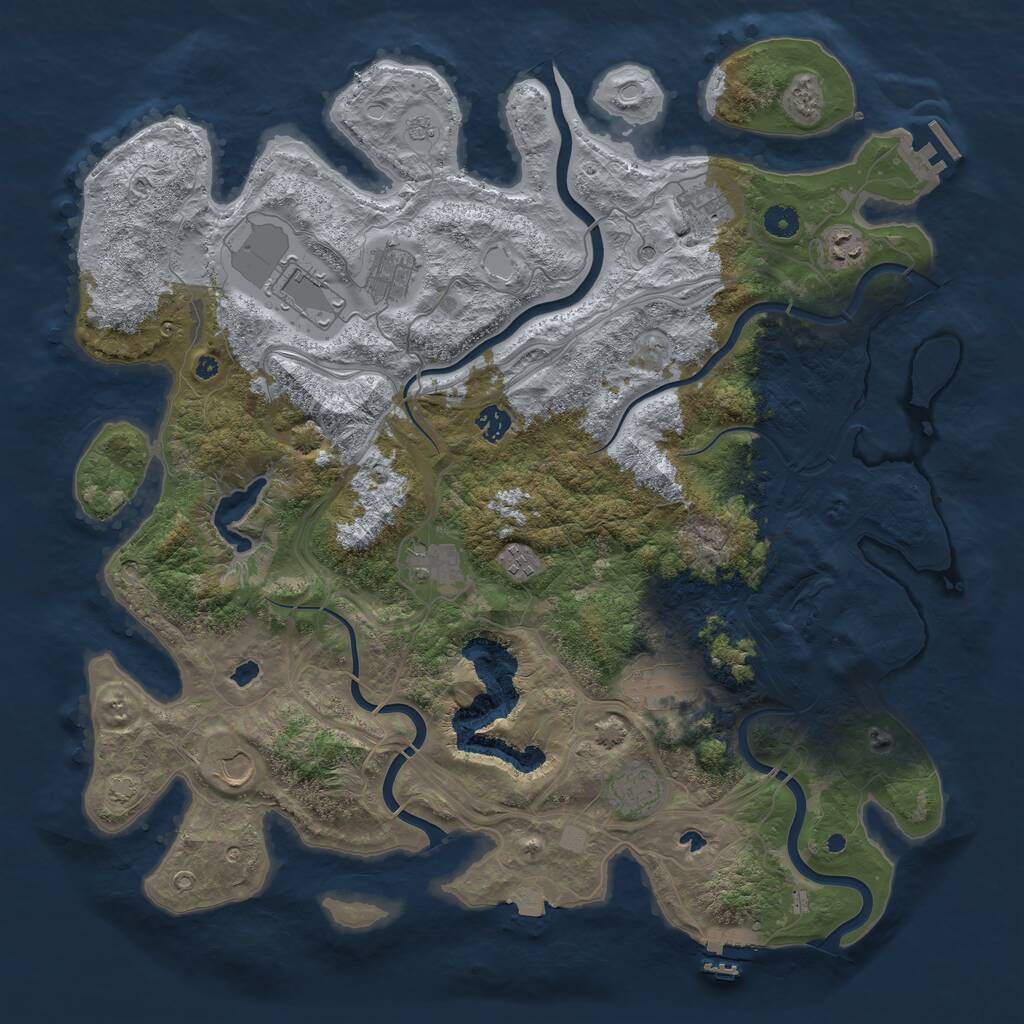 Rust Map: Procedural Map, Size: 4500, Seed: 28480727, 16 Monuments