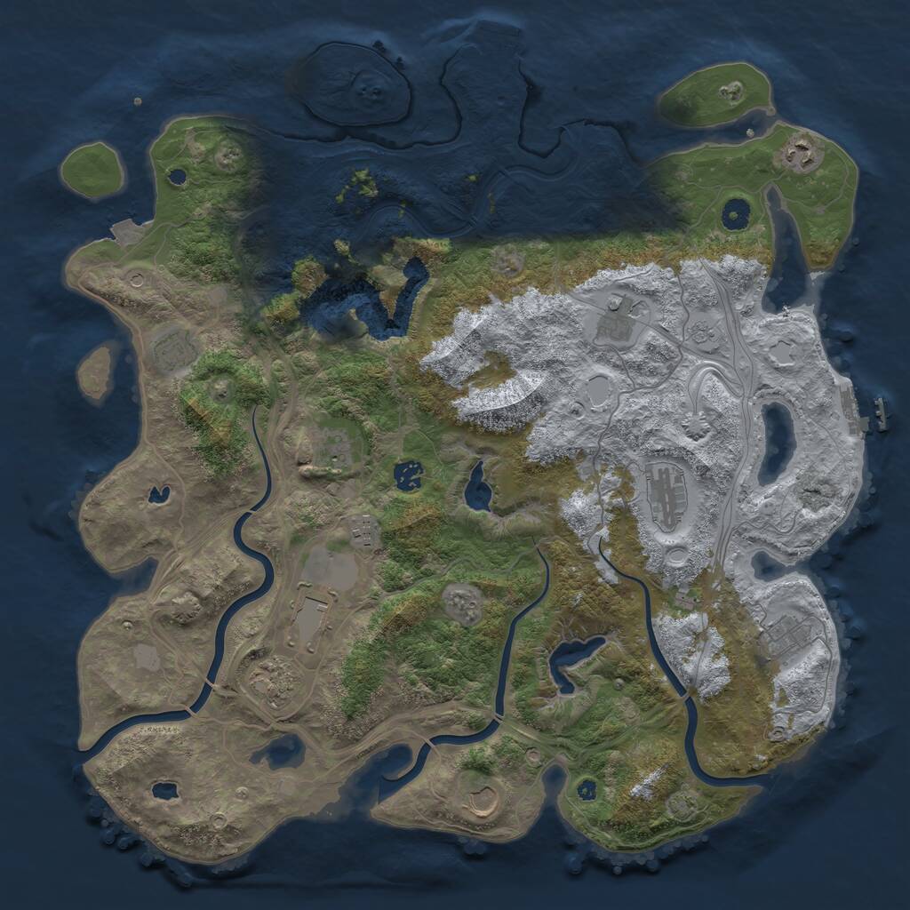 Rust Map: Procedural Map, Size: 4500, Seed: 273074396, 17 Monuments