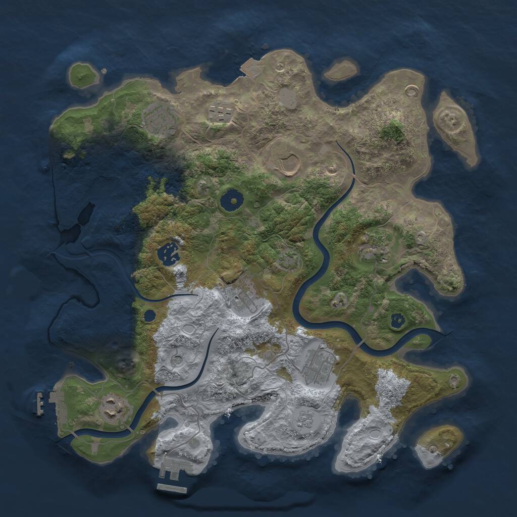 Rust Map: Procedural Map, Size: 3500, Seed: 961568419, 14 Monuments