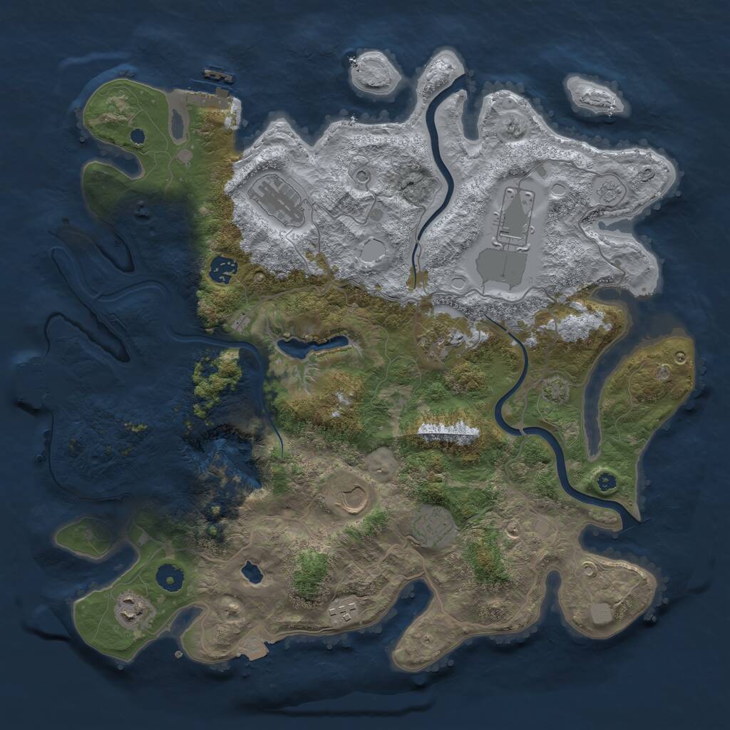 Rust Map: Procedural Map, Size: 4000, Seed: 702803400, 14 Monuments