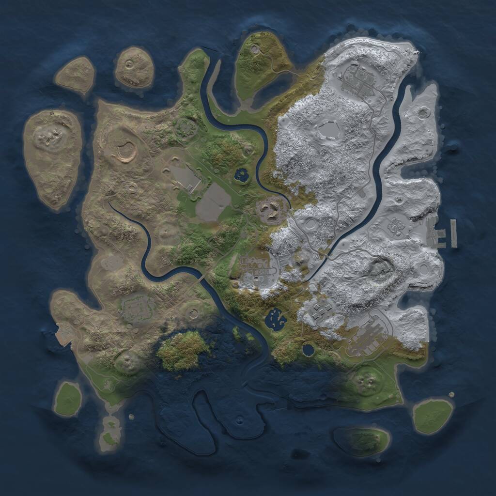 Rust Map: Procedural Map, Size: 3500, Seed: 658193918, 14 Monuments