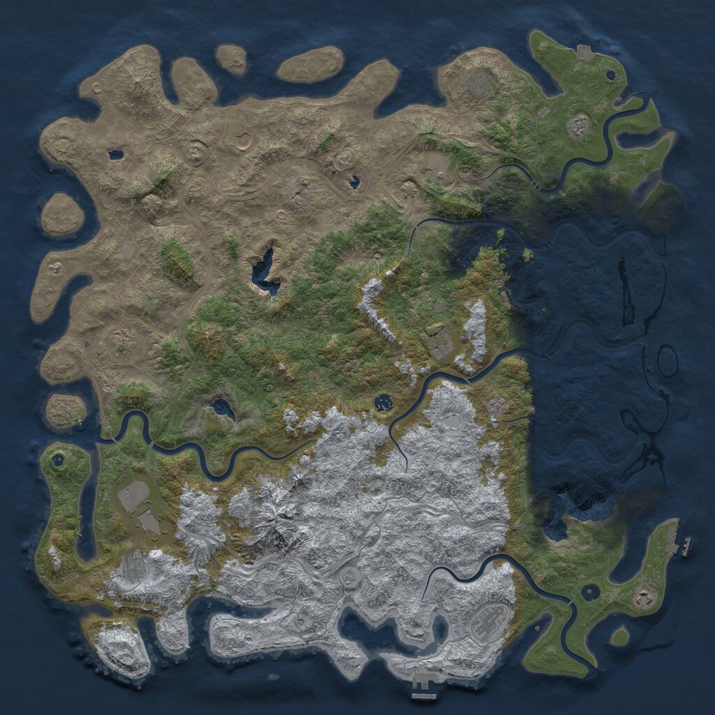 Rust Map: Procedural Map, Size: 6000, Seed: 703217794, 17 Monuments
