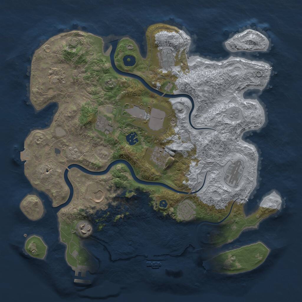 Rust Map: Procedural Map, Size: 3700, Seed: 1149569683, 17 Monuments