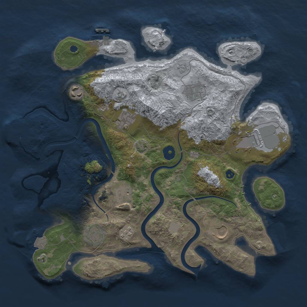 Rust Map: Procedural Map, Size: 3500, Seed: 77344816, 14 Monuments
