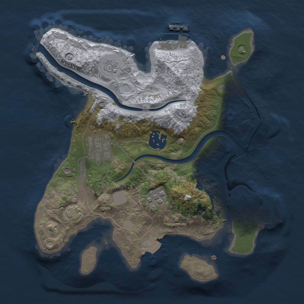 Rust Map: Procedural Map, Size: 2500, Seed: 4009, 8 Monuments