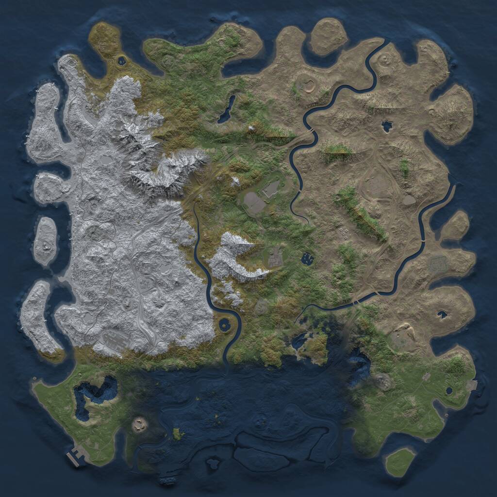 Rust Map: Procedural Map, Size: 6000, Seed: 1705334380, 17 Monuments