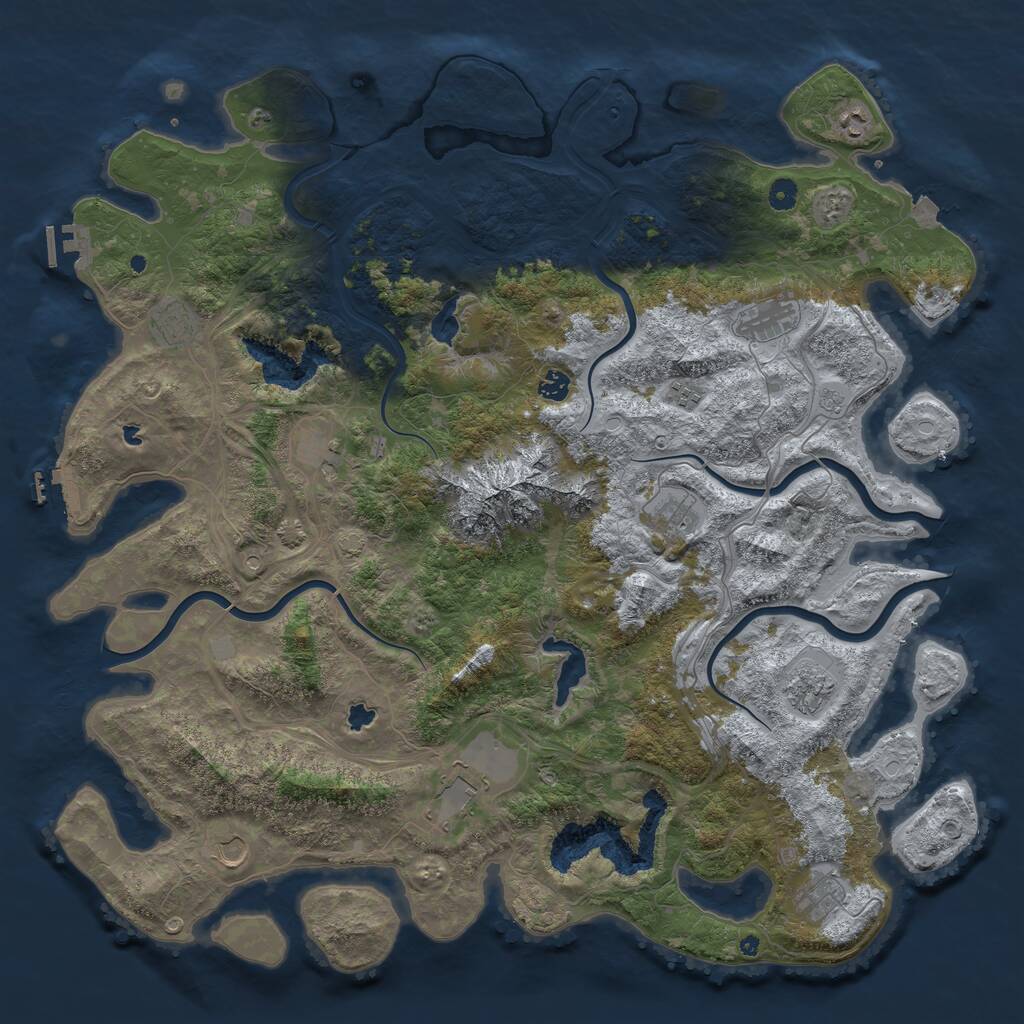 Rust Map: Procedural Map, Size: 5000, Seed: 4691, 17 Monuments