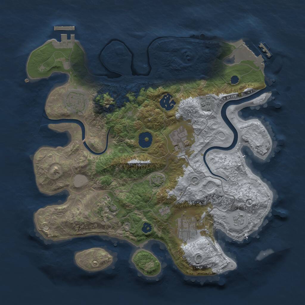 Rust Map: Procedural Map, Size: 3000, Seed: 2062867007, 12 Monuments