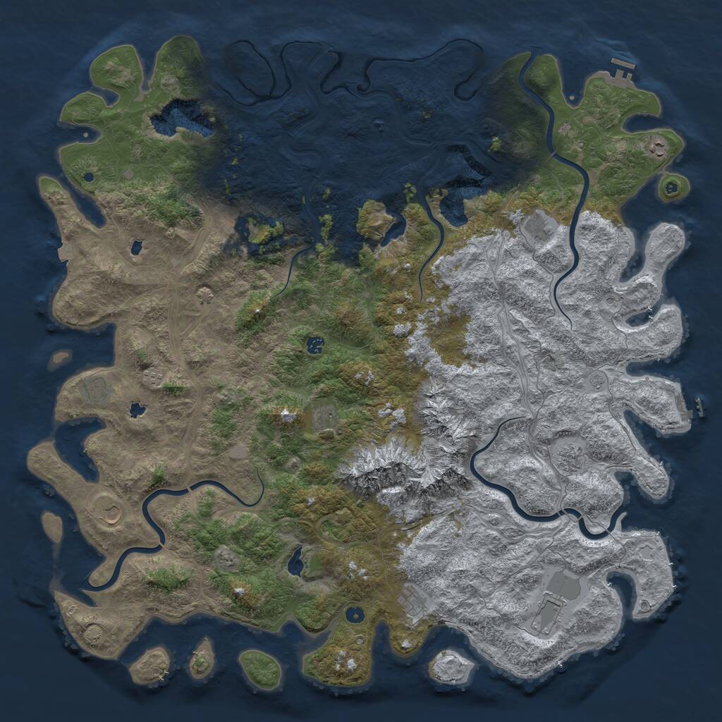 Rust Map: Procedural Map, Size: 6000, Seed: 1345678101, 17 Monuments