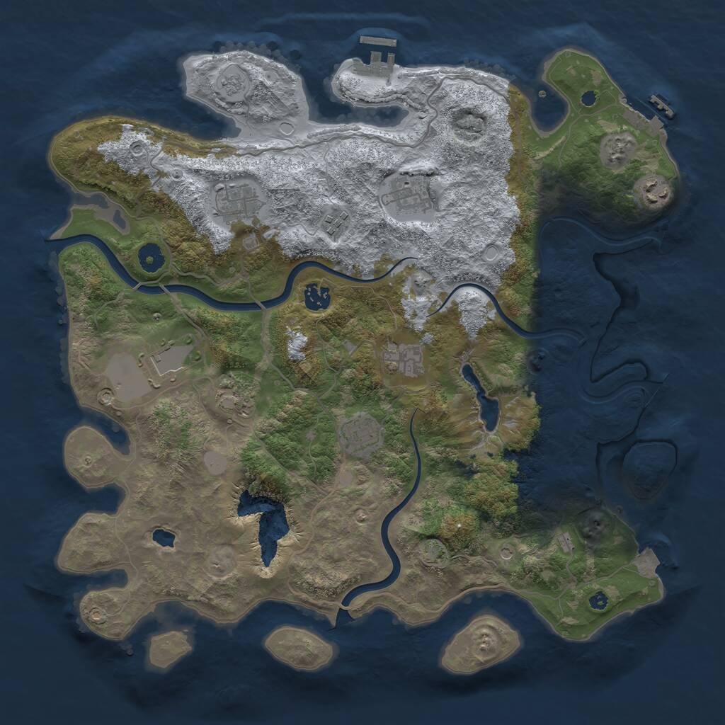 Rust Map: Procedural Map, Size: 4000, Seed: 1222909743, 15 Monuments