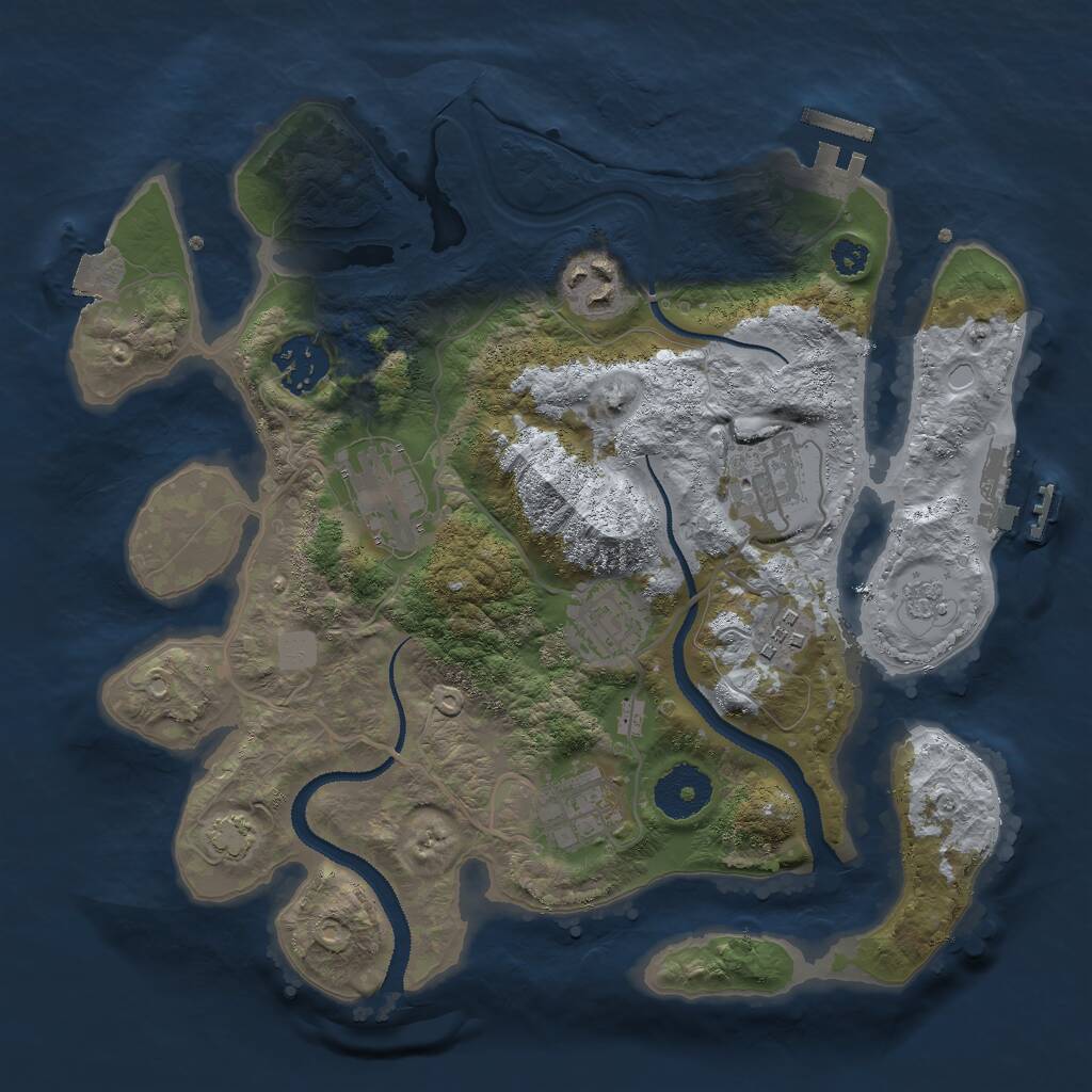 Rust Map: Procedural Map, Size: 3000, Seed: 12849433, 12 Monuments