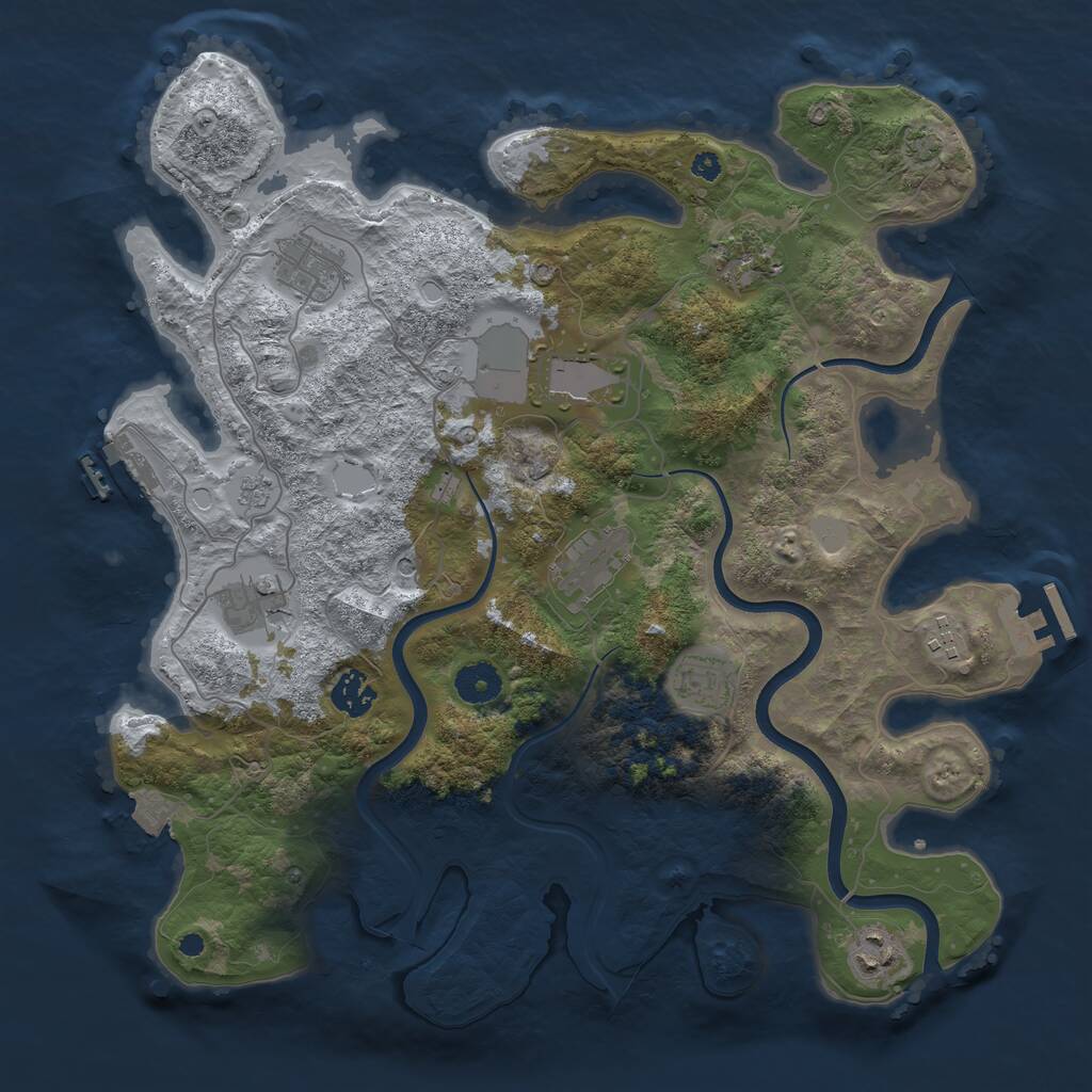 Rust Map: Procedural Map, Size: 3750, Seed: 2103291227, 15 Monuments