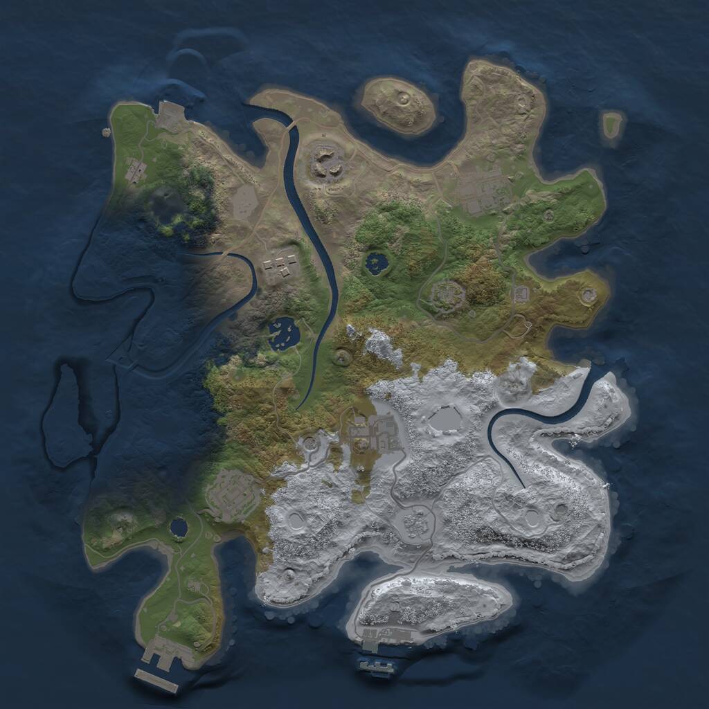 Rust Map: Procedural Map, Size: 3200, Seed: 4315115, 12 Monuments