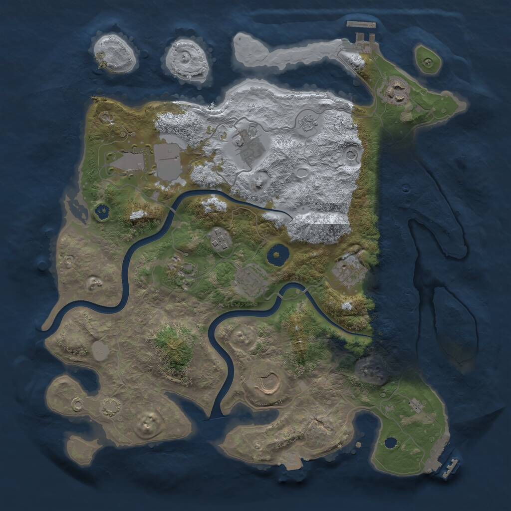 Rust Map: Procedural Map, Size: 3550, Seed: 520538295, 14 Monuments