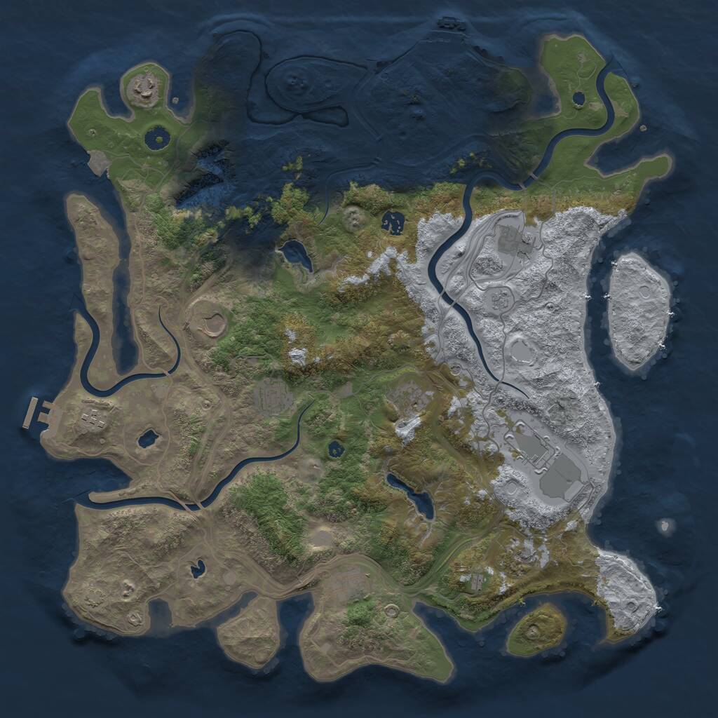 Rust Map: Procedural Map, Size: 4500, Seed: 395399502, 16 Monuments