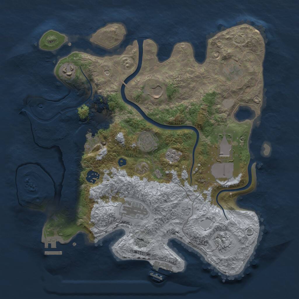 Rust Map: Procedural Map, Size: 3500, Seed: 1092248401, 16 Monuments