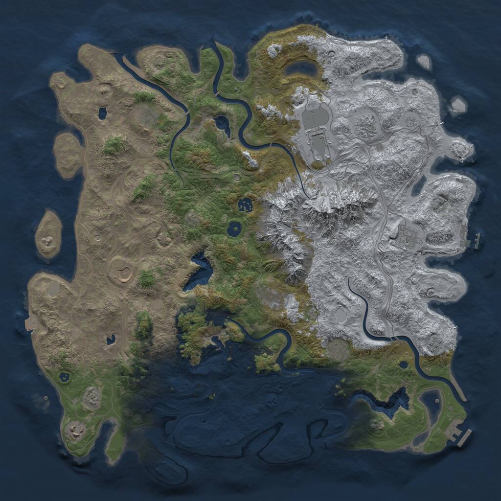 Rust Map: Procedural Map, Size: 5000, Seed: 3543664, 16 Monuments