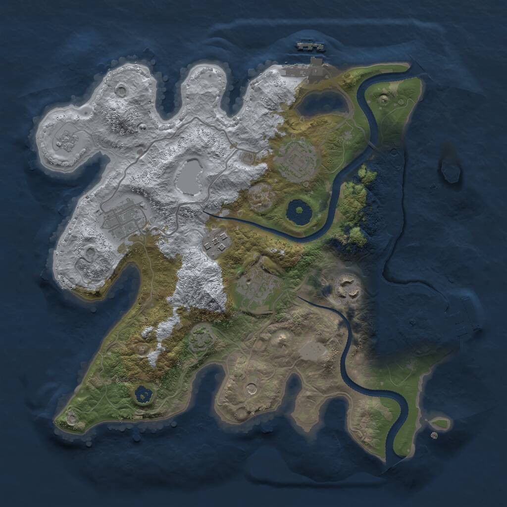 Rust Map: Procedural Map, Size: 3000, Seed: 8880, 11 Monuments