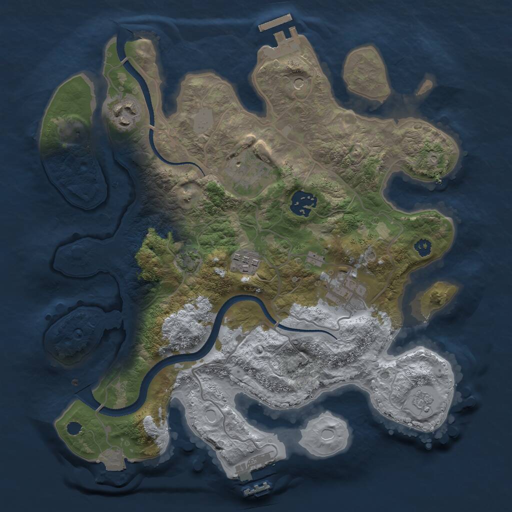 Rust Map: Procedural Map, Size: 3000, Seed: 384726, 11 Monuments