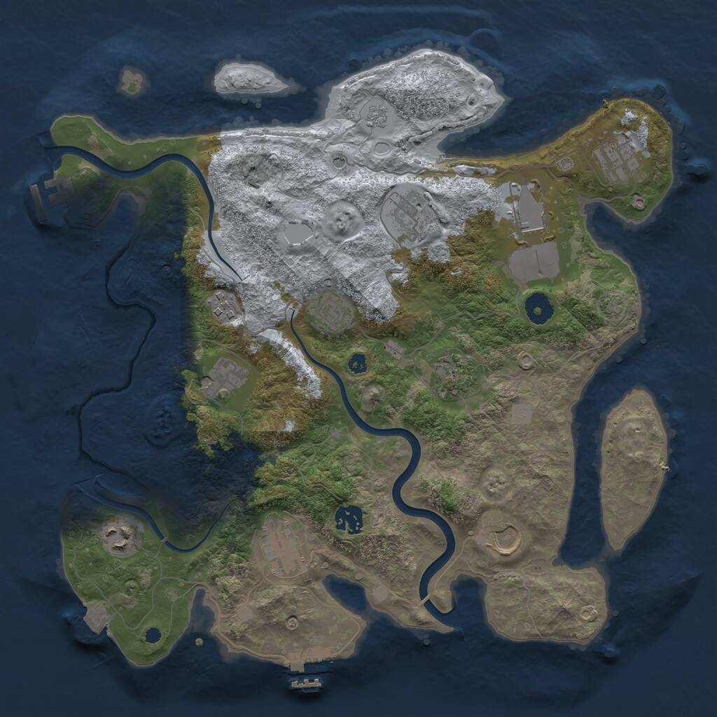 Rust Map: Procedural Map, Size: 3700, Seed: 1839803051, 17 Monuments