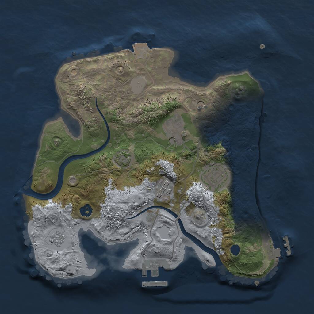 Rust Map: Procedural Map, Size: 2500, Seed: 1069339326, 9 Monuments
