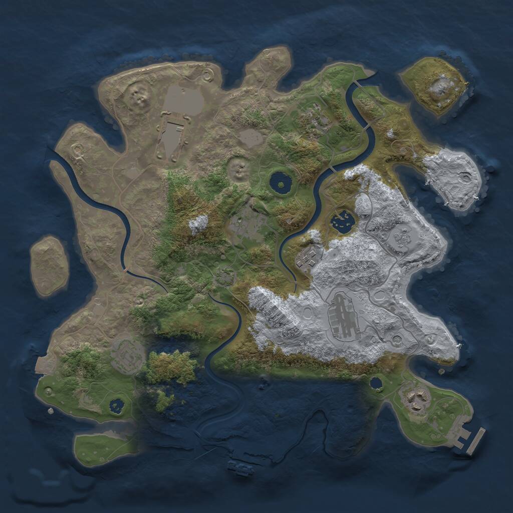 Rust Map: Procedural Map, Size: 3500, Seed: 5614, 14 Monuments