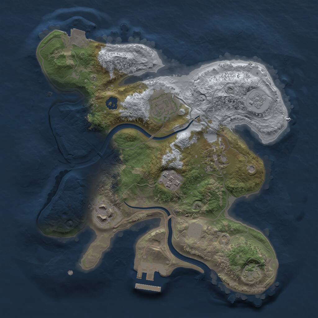 Rust Map: Procedural Map, Size: 2500, Seed: 1438600991, 8 Monuments