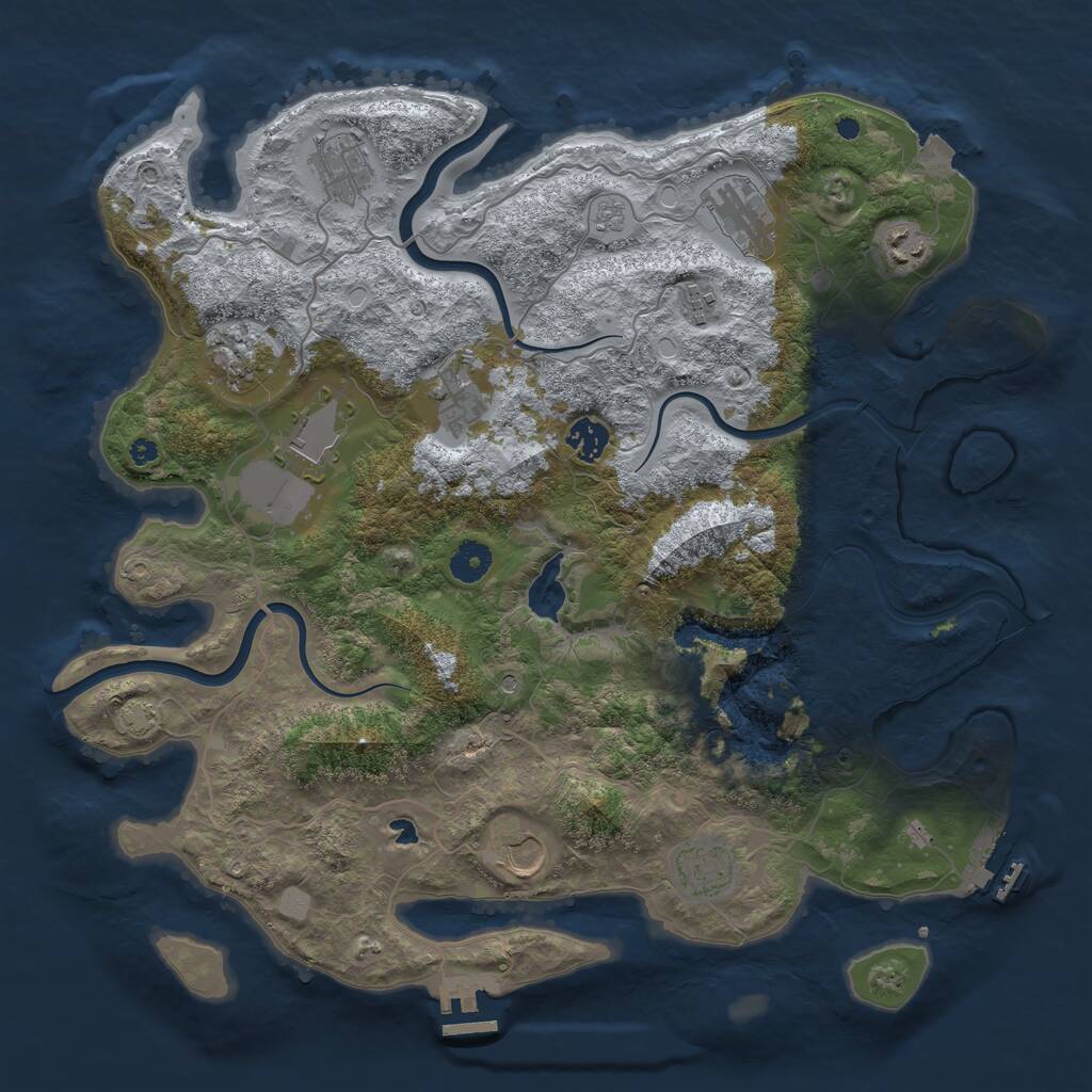 Rust Map: Procedural Map, Size: 4000, Seed: 512341, 16 Monuments