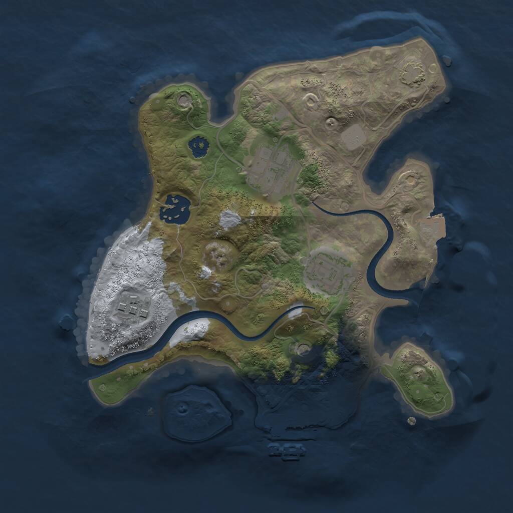 Rust Map: Procedural Map, Size: 2500, Seed: 1913669073, 8 Monuments