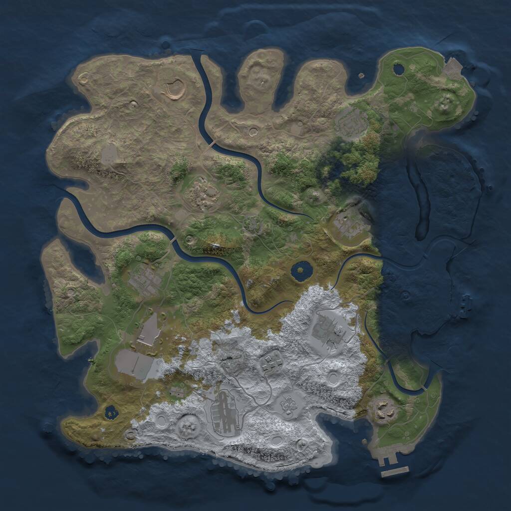 Rust Map: Procedural Map, Size: 3700, Seed: 987190446, 16 Monuments