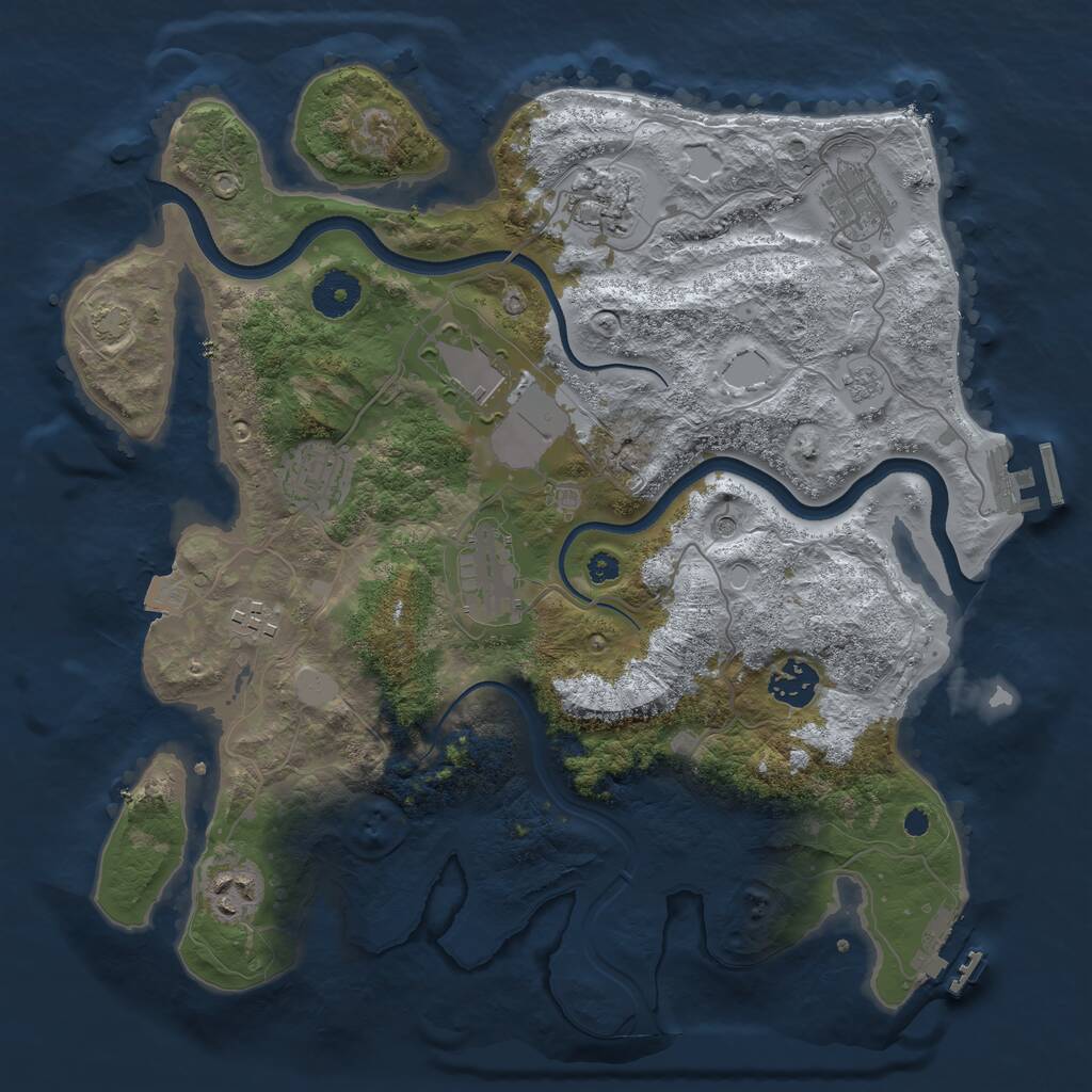 Rust Map: Procedural Map, Size: 3500, Seed: 162506590, 14 Monuments