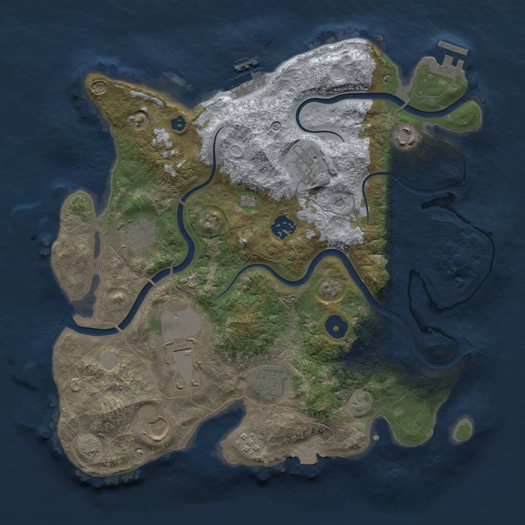 Rust Map: Procedural Map, Size: 3500, Seed: 2034564161, 13 Monuments