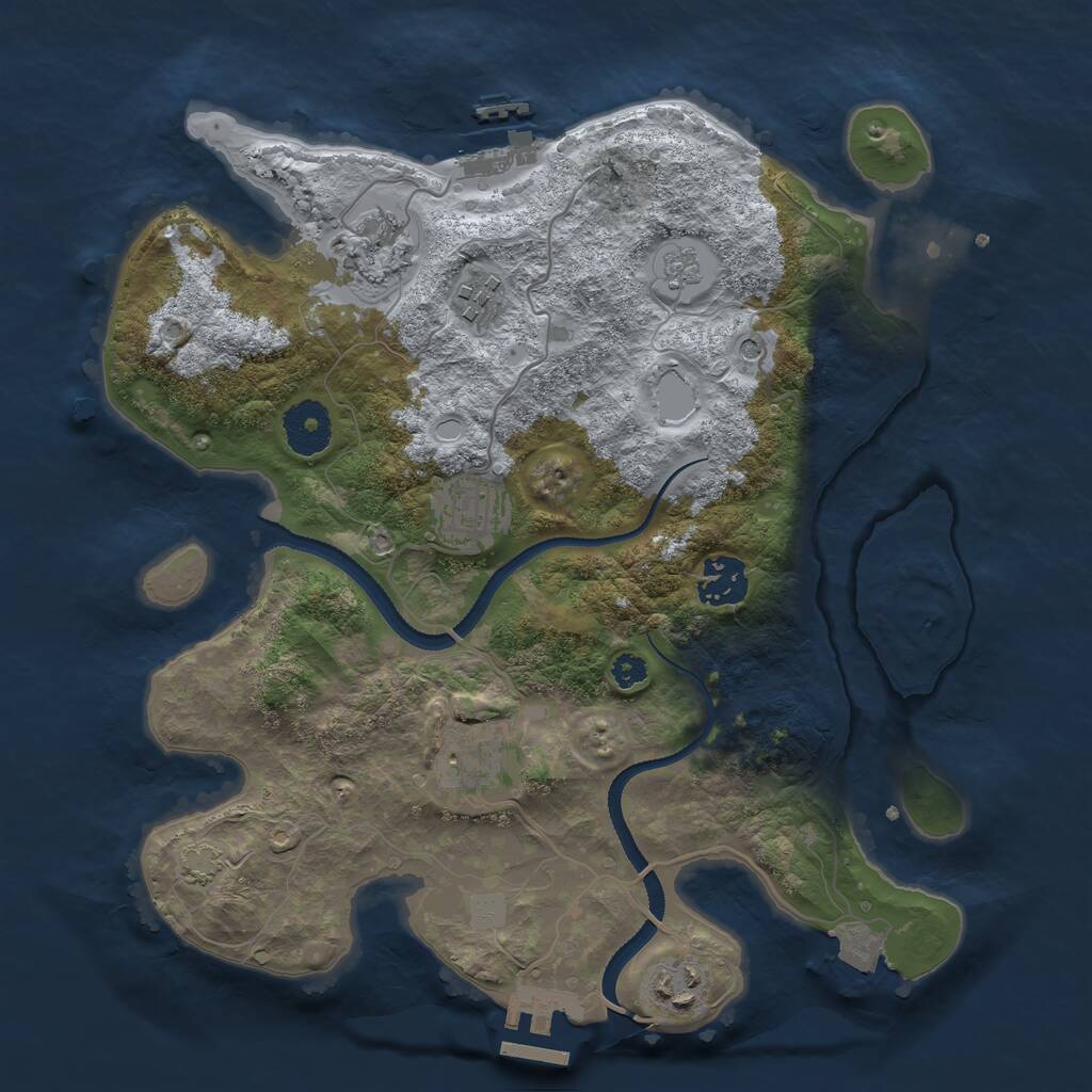 Rust Map: Procedural Map, Size: 3200, Seed: 2068354985, 12 Monuments