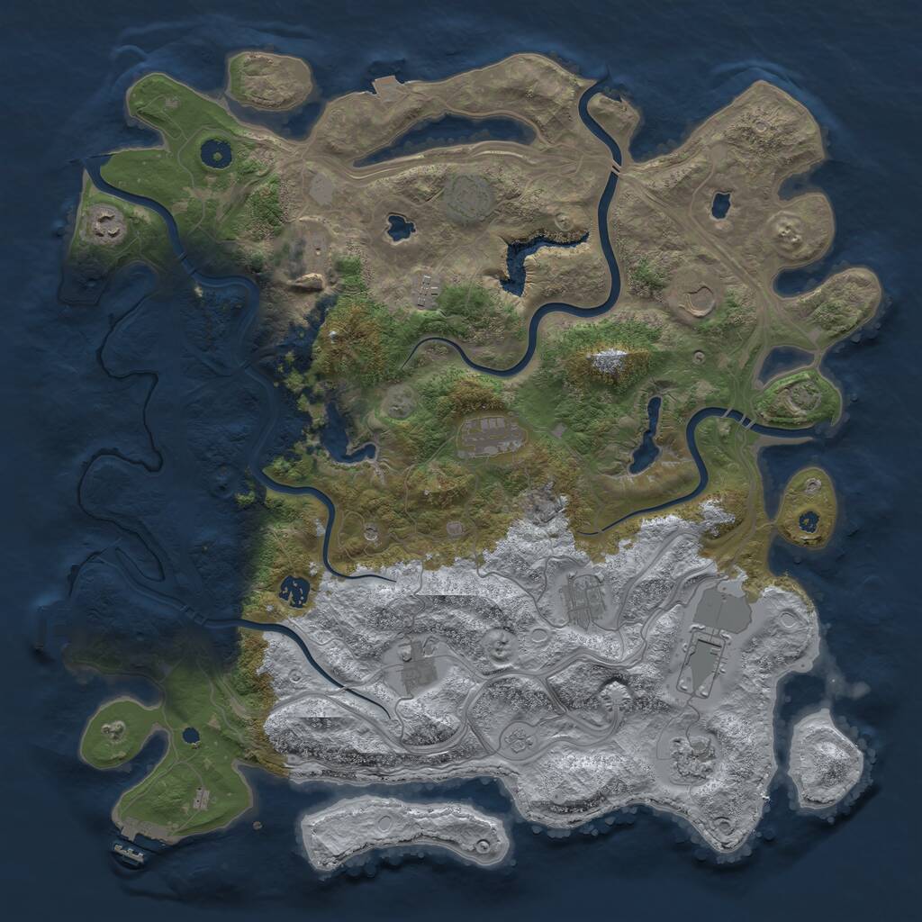 Rust Map: Procedural Map, Size: 4500, Seed: 549583768, 17 Monuments