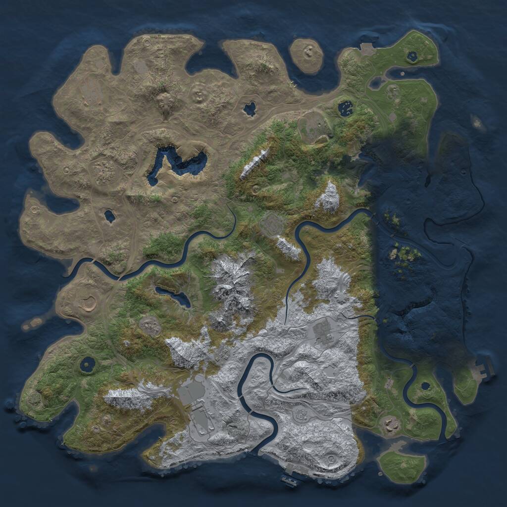 Rust Map: Procedural Map, Size: 5000, Seed: 43543213, 16 Monuments