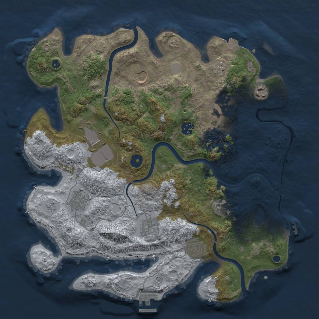 Rust Map: Procedural Map, Size: 3700, Seed: 45482589, 15 Monuments